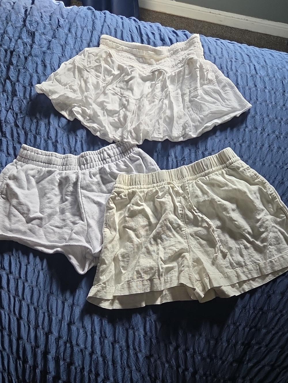 Dynamite Women's Trio of White and Cream Athletic Shorts